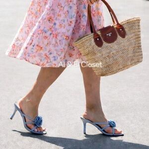 Dolce Vita Zelly Blue Floral Strappy Mule Heels Women’s Sandals | Size 9.5 | NWB